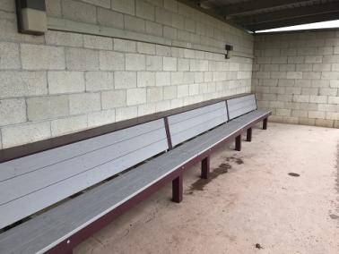 Softball dugout bench, outdoor bench, player bench